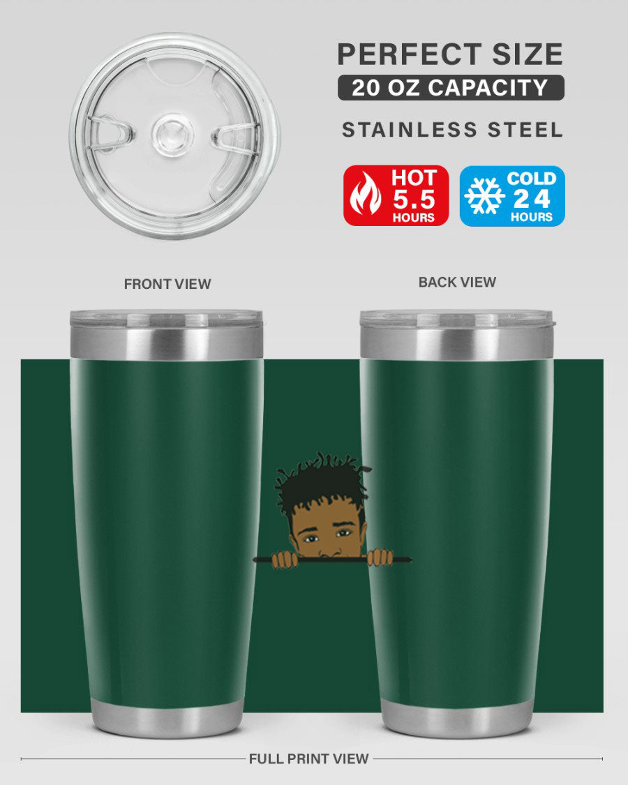 Black boy 6# tumbler in stainless steel with a sleek design, perfect for keeping drinks hot or cold.