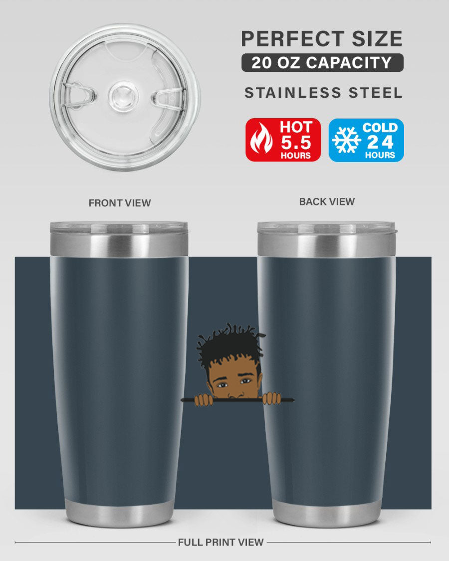 Black boy 6# tumbler in stainless steel with a sleek design, perfect for keeping drinks hot or cold.