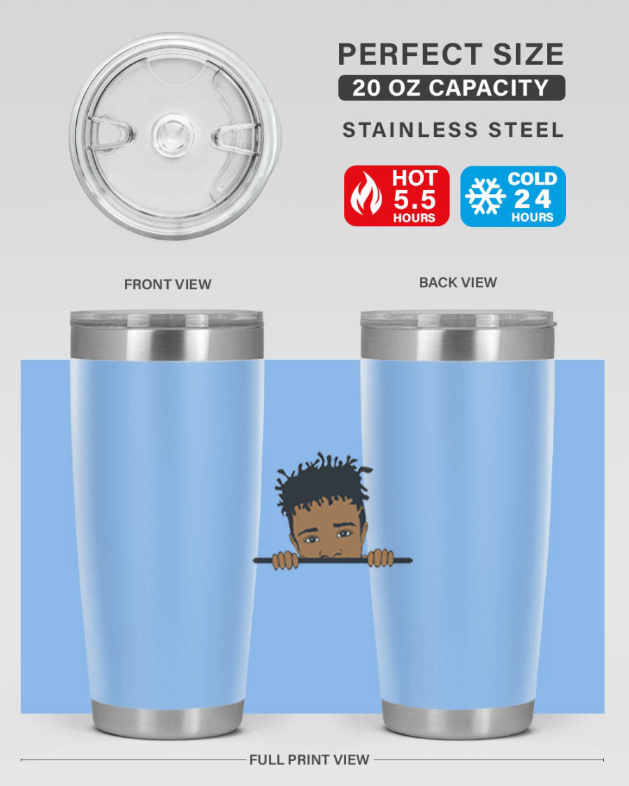 Black boy 6# tumbler in stainless steel with a sleek design, perfect for keeping drinks hot or cold.