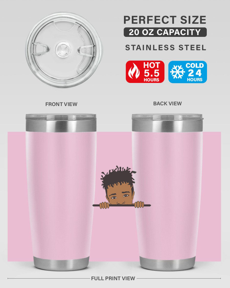 Black boy 6# tumbler in stainless steel with a sleek design, perfect for keeping drinks hot or cold.