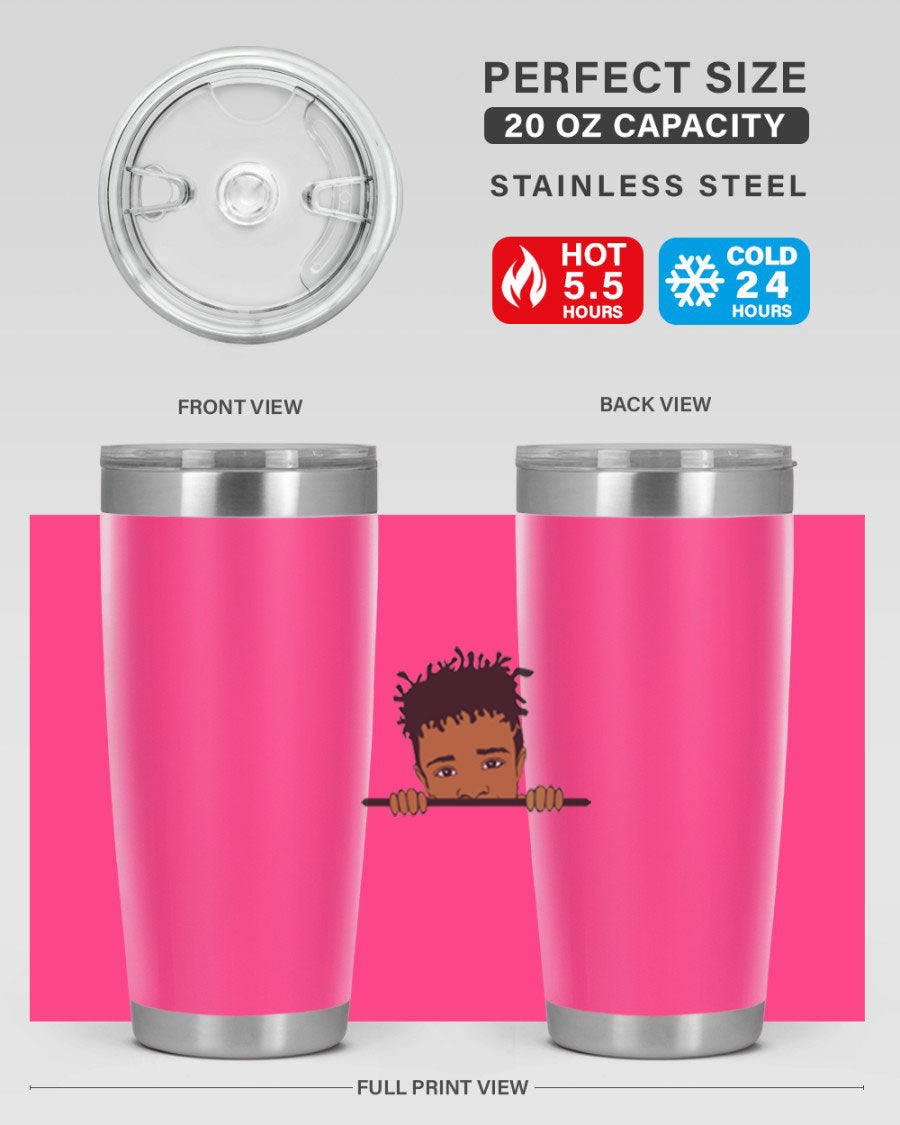 Black boy 6# tumbler in stainless steel with a sleek design, perfect for keeping drinks hot or cold.