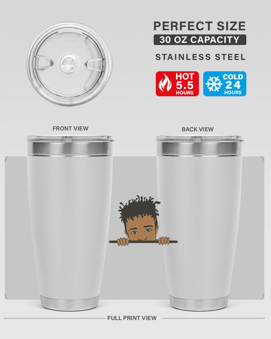 Black boy 6# tumbler in stainless steel with a sleek design, perfect for keeping drinks hot or cold.