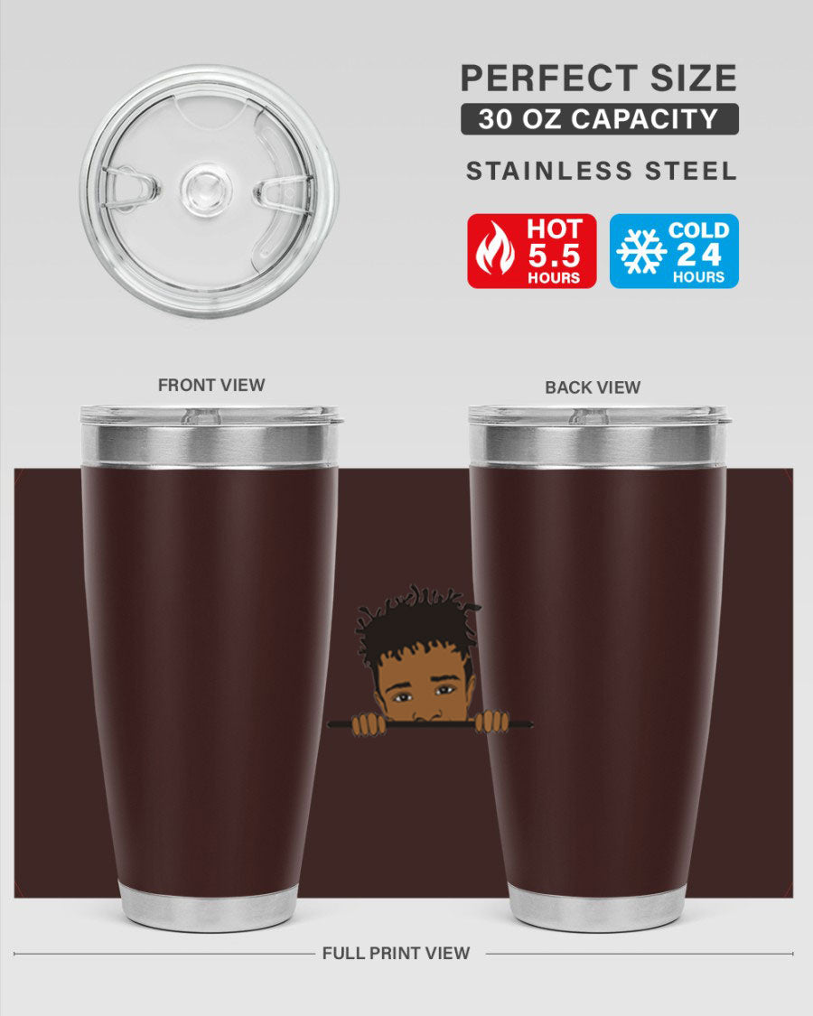 Black boy 6# tumbler in stainless steel with a sleek design, perfect for keeping drinks hot or cold.