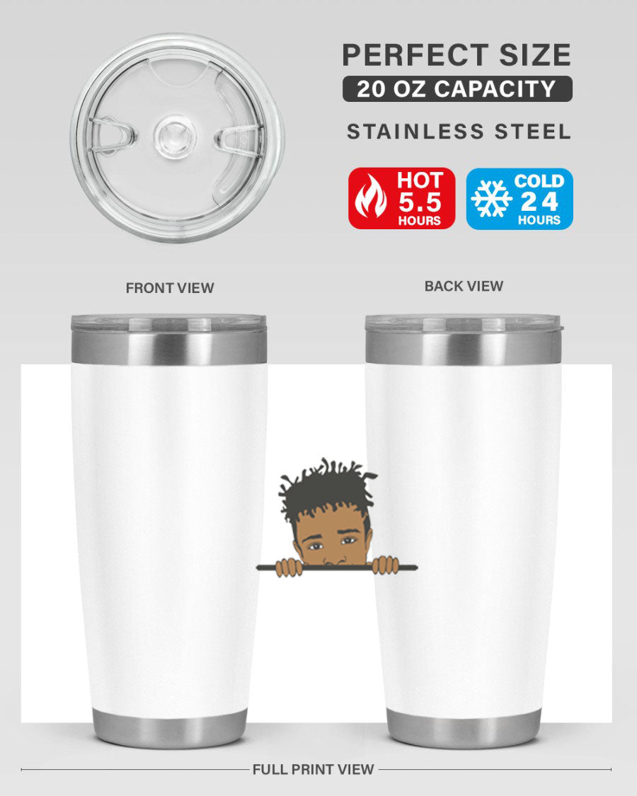 Black boy 6# tumbler in stainless steel with a sleek design, perfect for keeping drinks hot or cold.