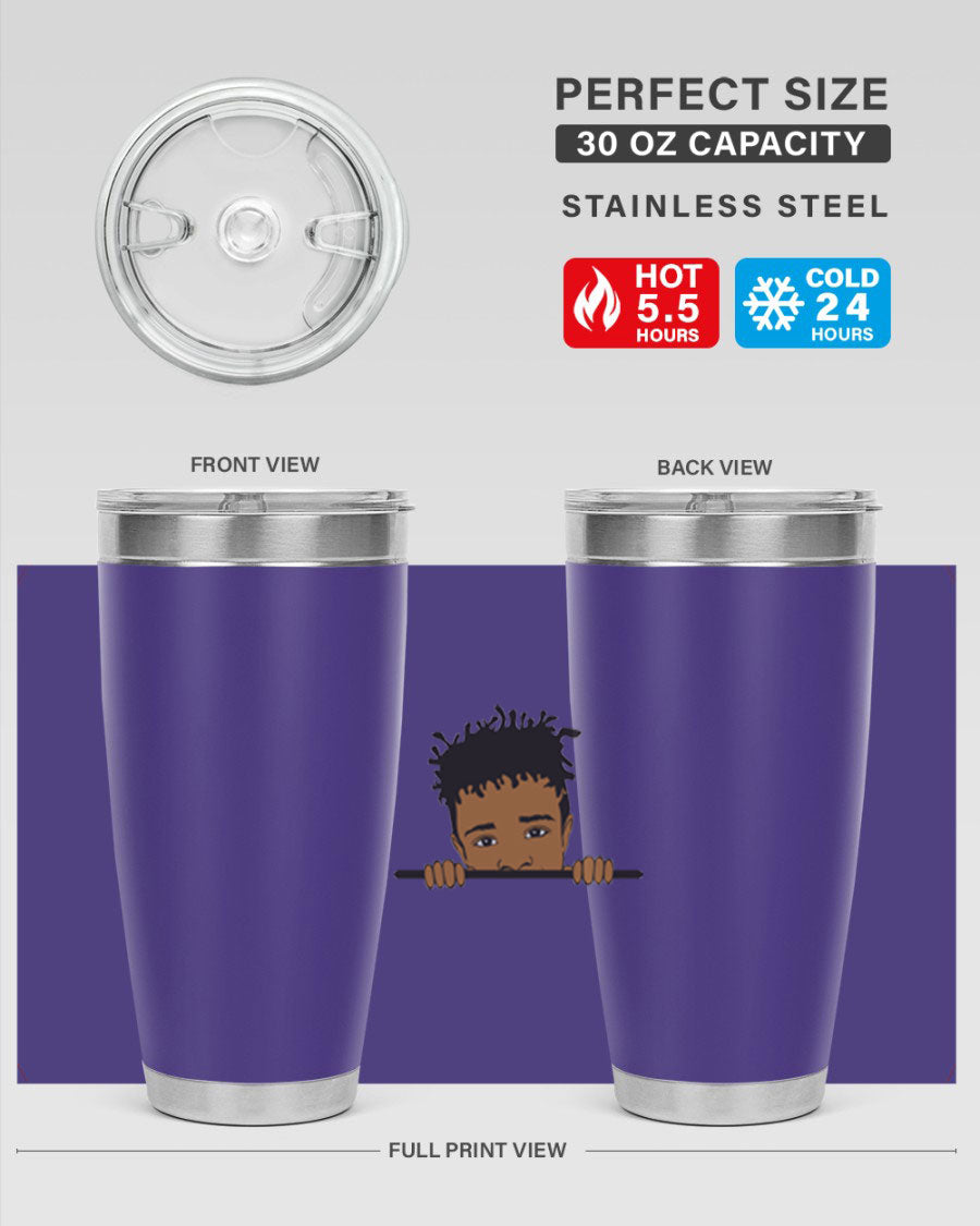 Black boy 6# tumbler in stainless steel with a sleek design, perfect for keeping drinks hot or cold.