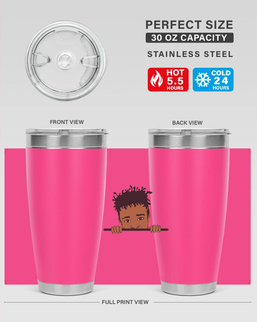 Black boy 6# tumbler in stainless steel with a sleek design, perfect for keeping drinks hot or cold.