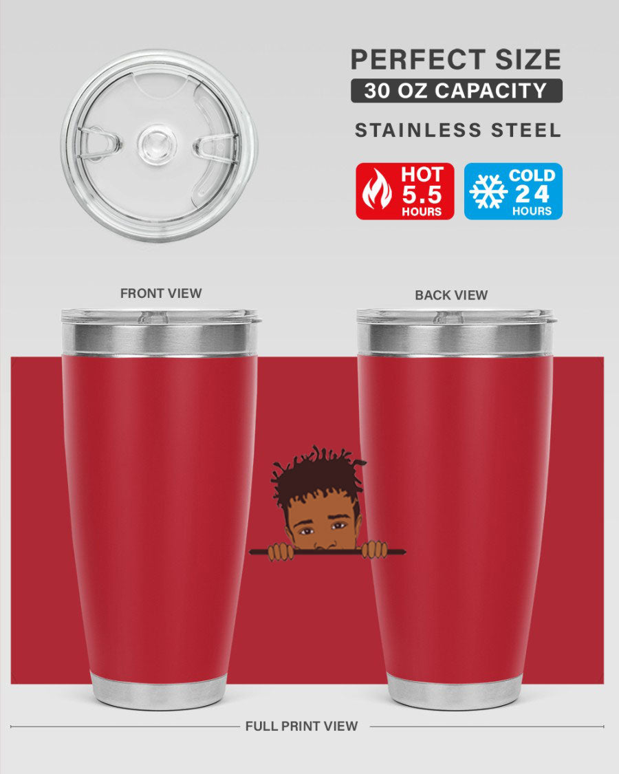 Black boy 6# tumbler in stainless steel with a sleek design, perfect for keeping drinks hot or cold.