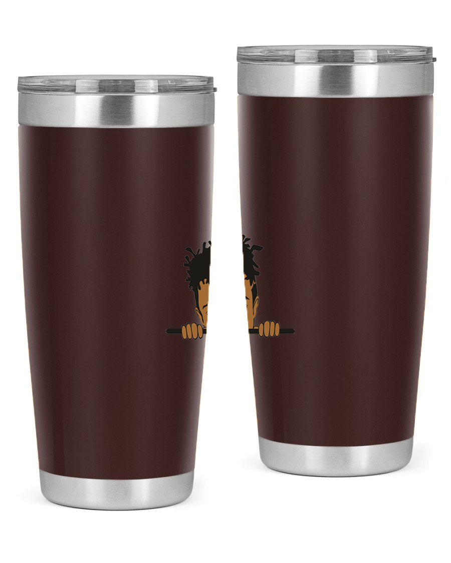 Black boy 6# tumbler in stainless steel with a sleek design, perfect for keeping drinks hot or cold.