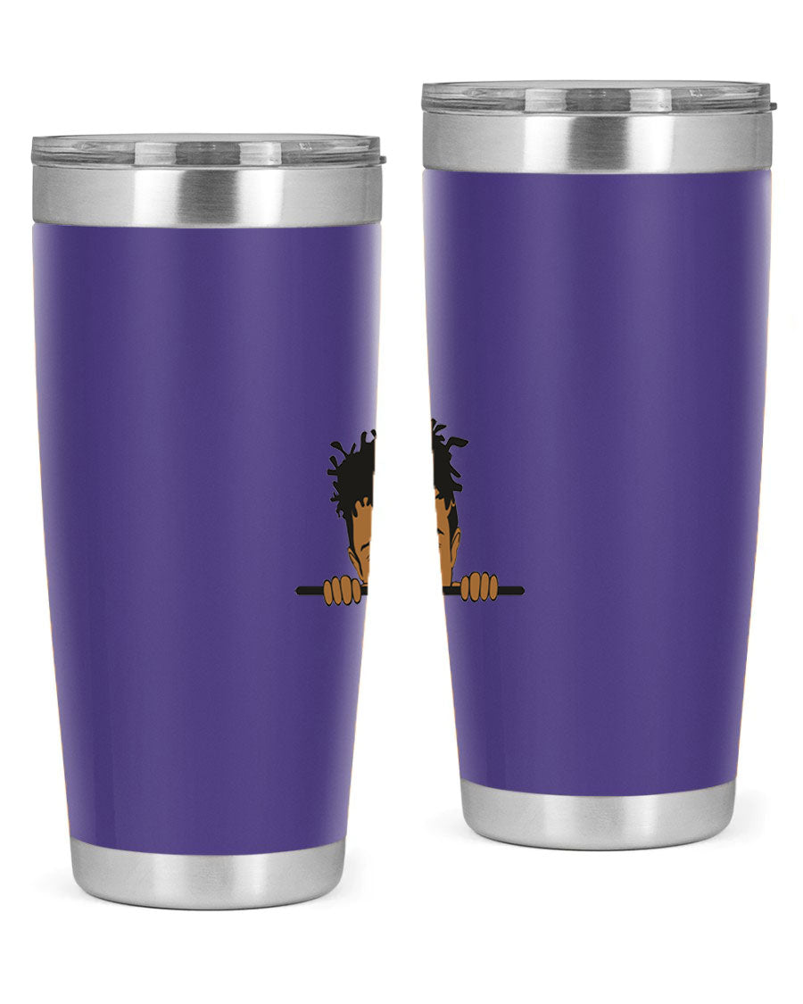 Black boy 6# tumbler in stainless steel with a sleek design, perfect for keeping drinks hot or cold.