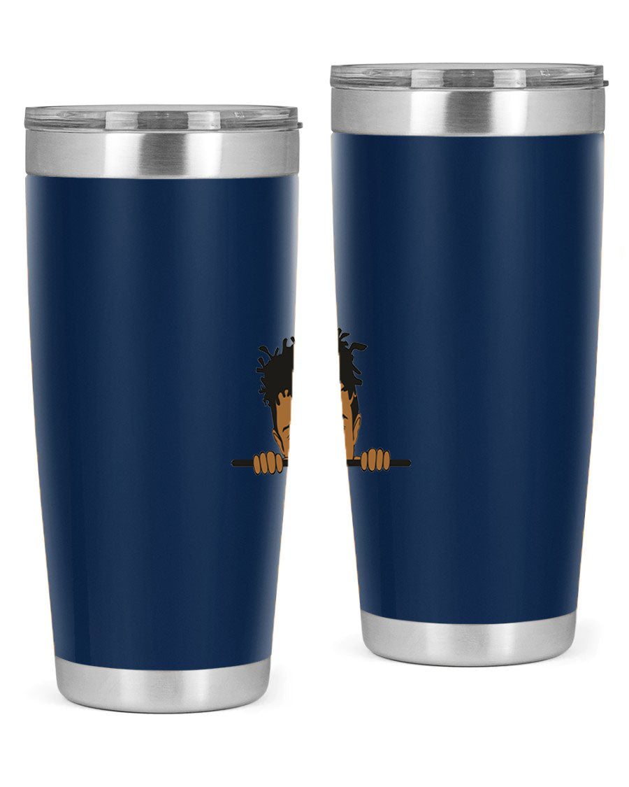 Black boy 6# tumbler in stainless steel with a sleek design, perfect for keeping drinks hot or cold.