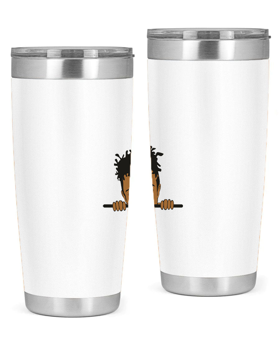 Black boy 6# tumbler in stainless steel with a sleek design, perfect for keeping drinks hot or cold.