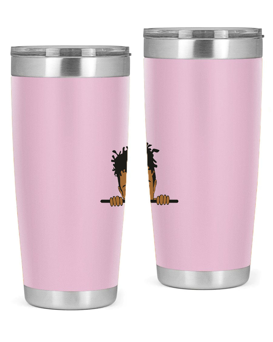 Black boy 6# tumbler in stainless steel with a sleek design, perfect for keeping drinks hot or cold.