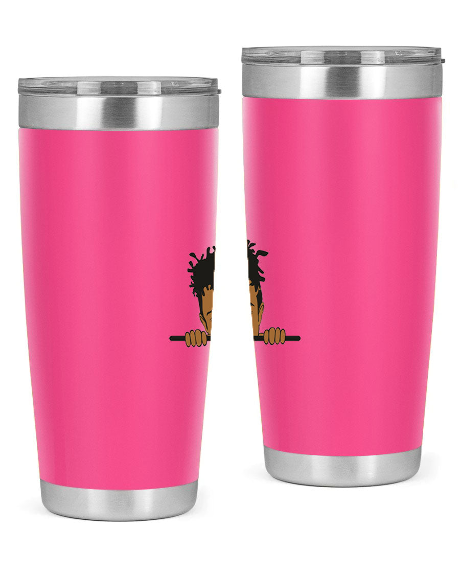 Black boy 6# tumbler in stainless steel with a sleek design, perfect for keeping drinks hot or cold.