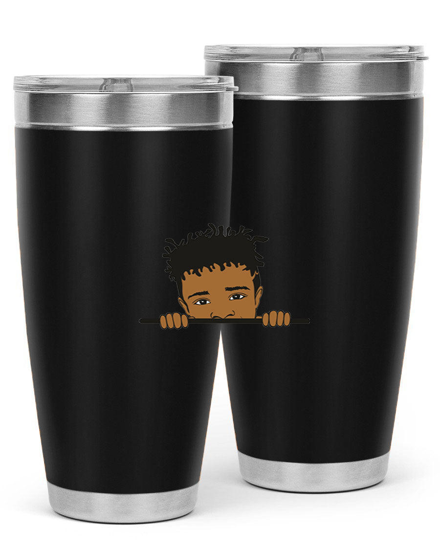 Black boy 6# tumbler in stainless steel with a sleek design, perfect for keeping drinks hot or cold.