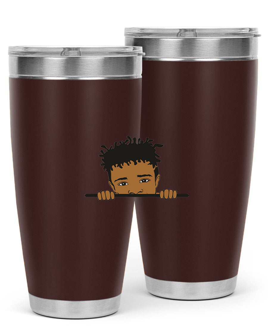 Black boy 6# tumbler in stainless steel with a sleek design, perfect for keeping drinks hot or cold.