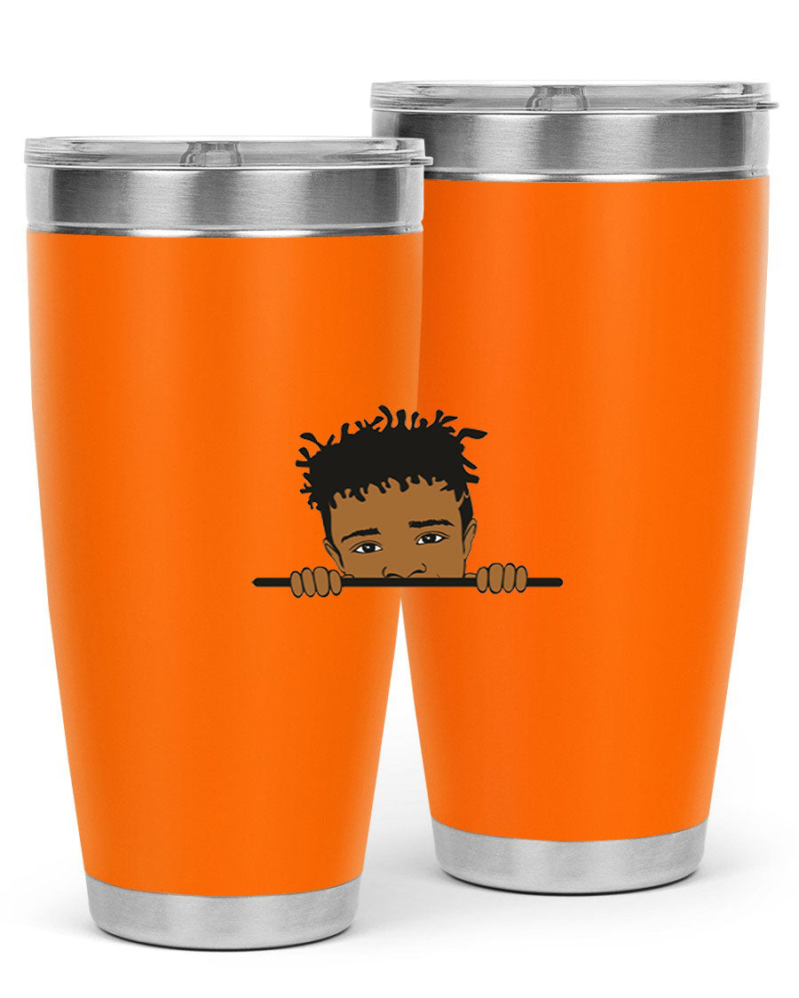 Black boy 6# tumbler in stainless steel with a sleek design, perfect for keeping drinks hot or cold.