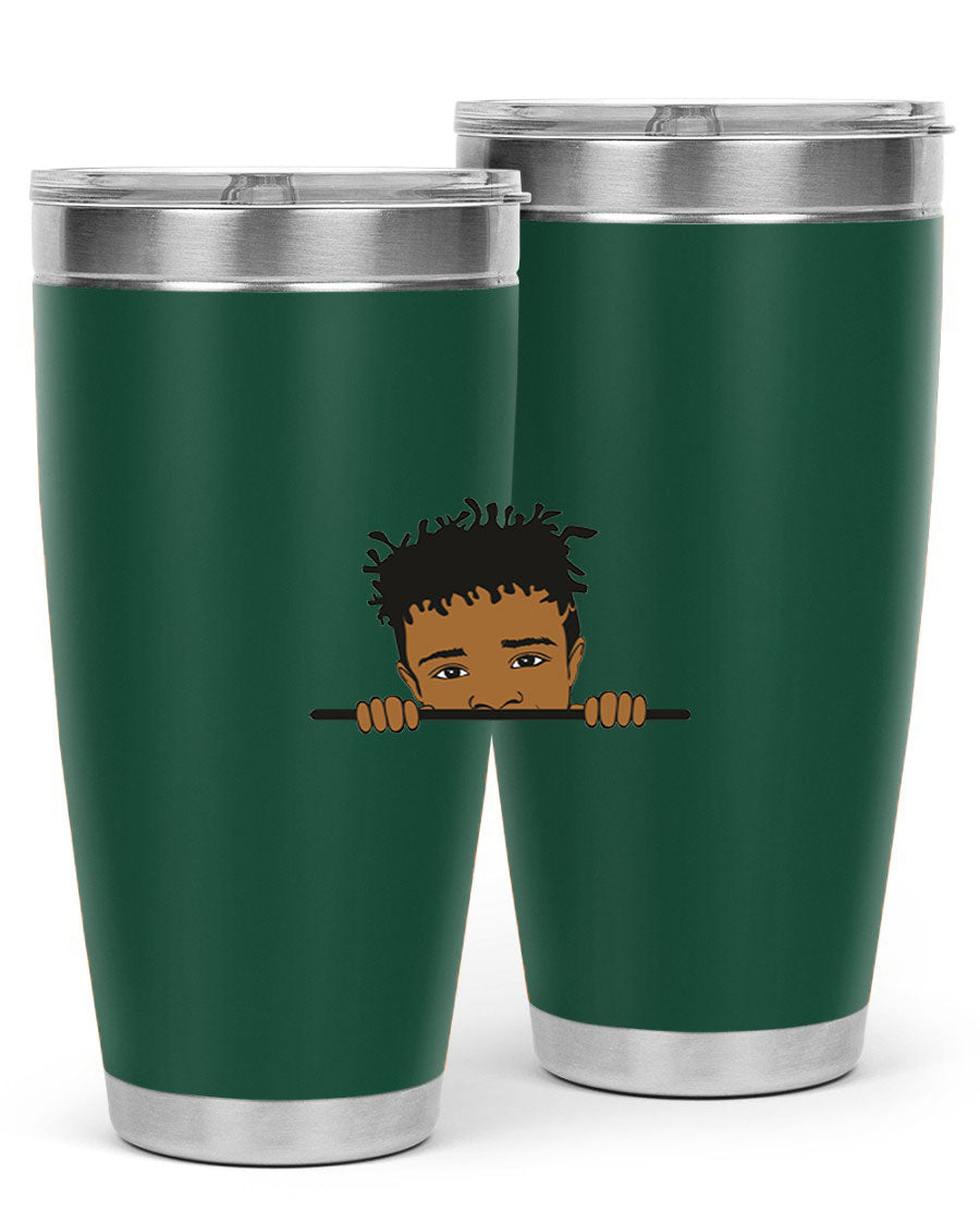 Black boy 6# tumbler in stainless steel with a sleek design, perfect for keeping drinks hot or cold.