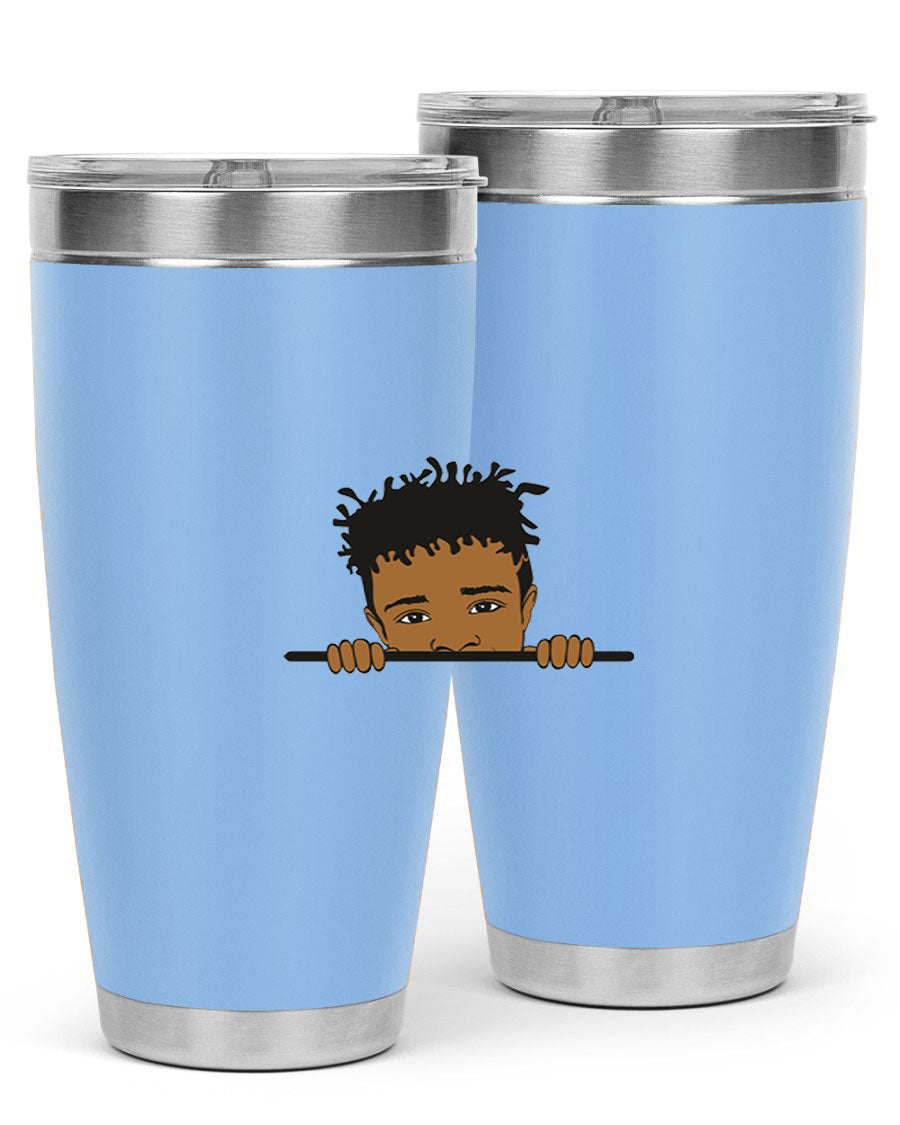 Black boy 6# tumbler in stainless steel with a sleek design, perfect for keeping drinks hot or cold.