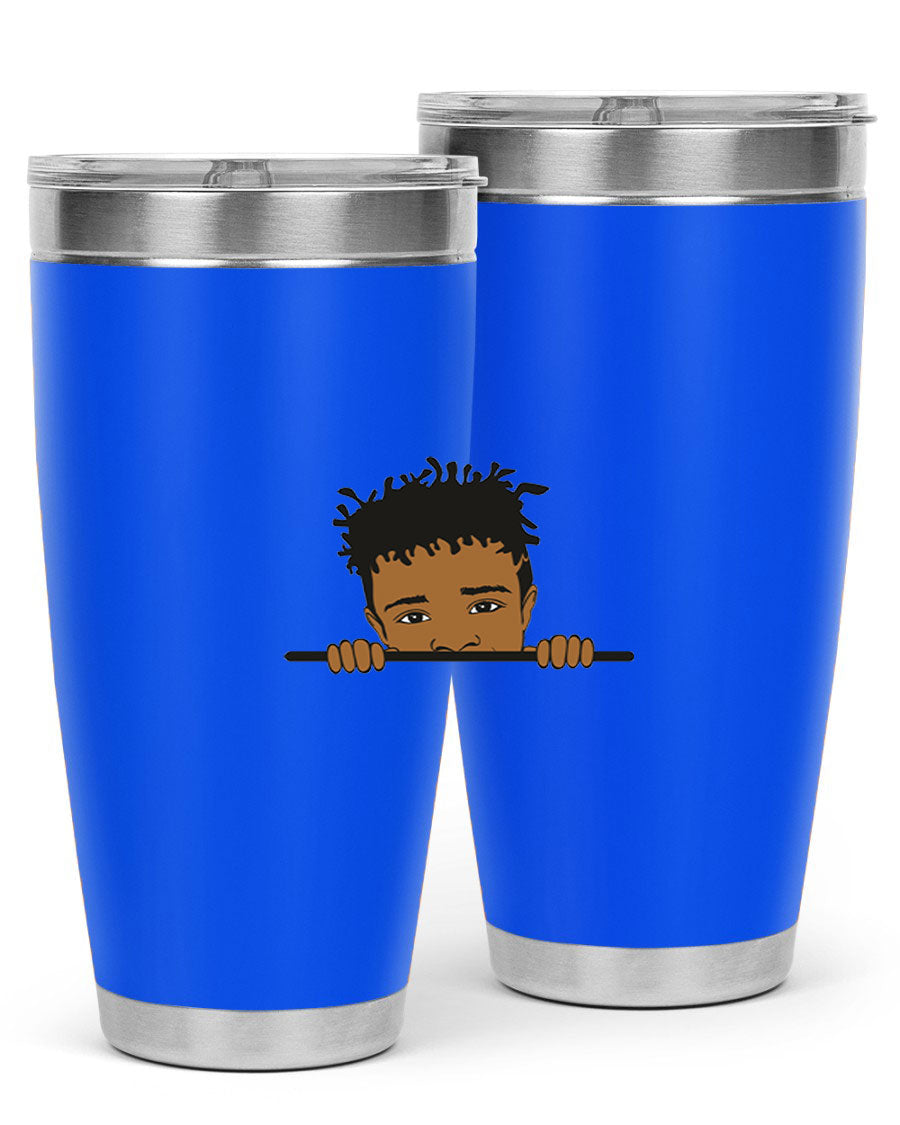 Black boy 6# tumbler in stainless steel with a sleek design, perfect for keeping drinks hot or cold.