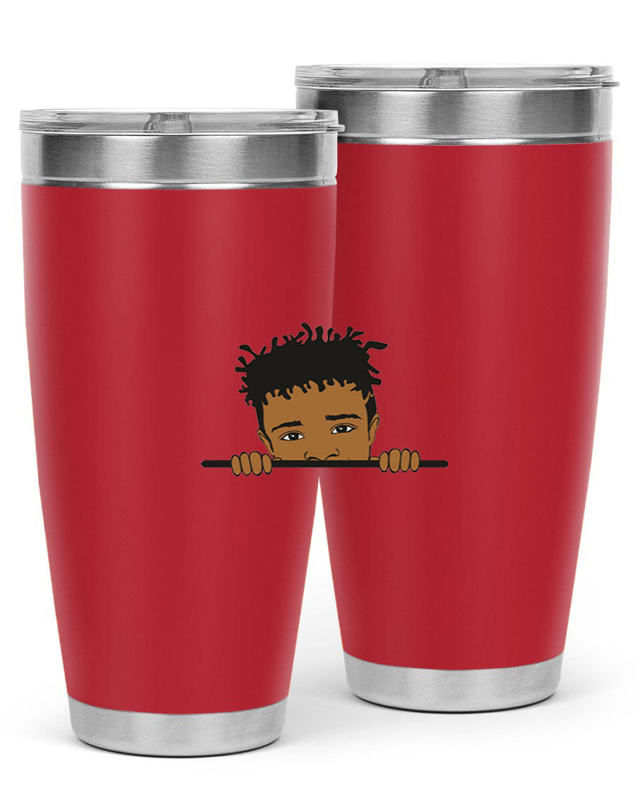 Black boy 6# tumbler in stainless steel with a sleek design, perfect for keeping drinks hot or cold.