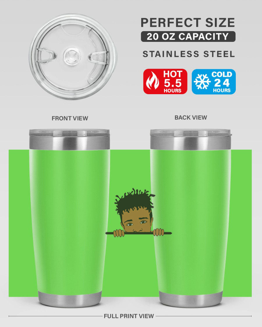 Black boy 6# tumbler in stainless steel with a sleek design, perfect for keeping drinks hot or cold.