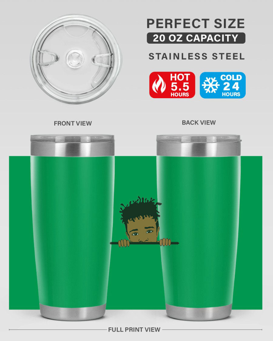 Black boy 6# tumbler in stainless steel with a sleek design, perfect for keeping drinks hot or cold.