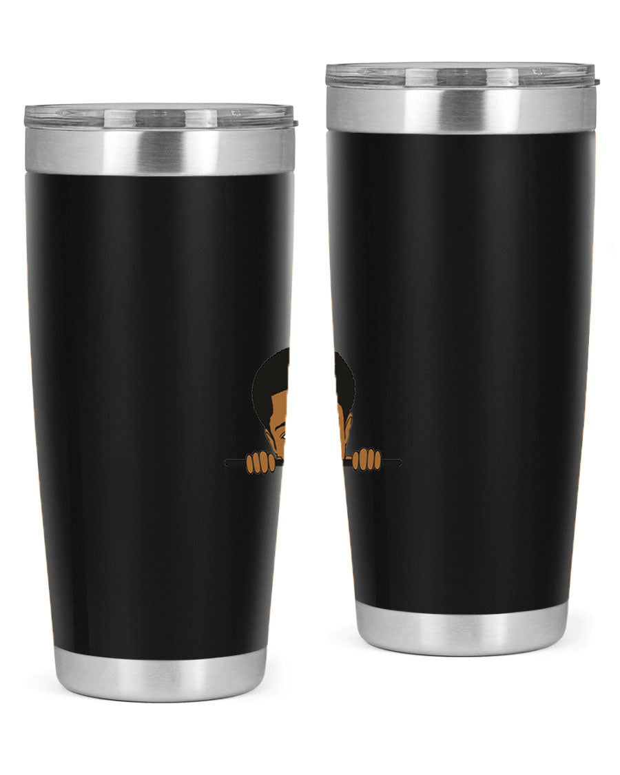 Black boy 7# tumbler in stainless steel with a sleek design, perfect for hot and cold beverages.