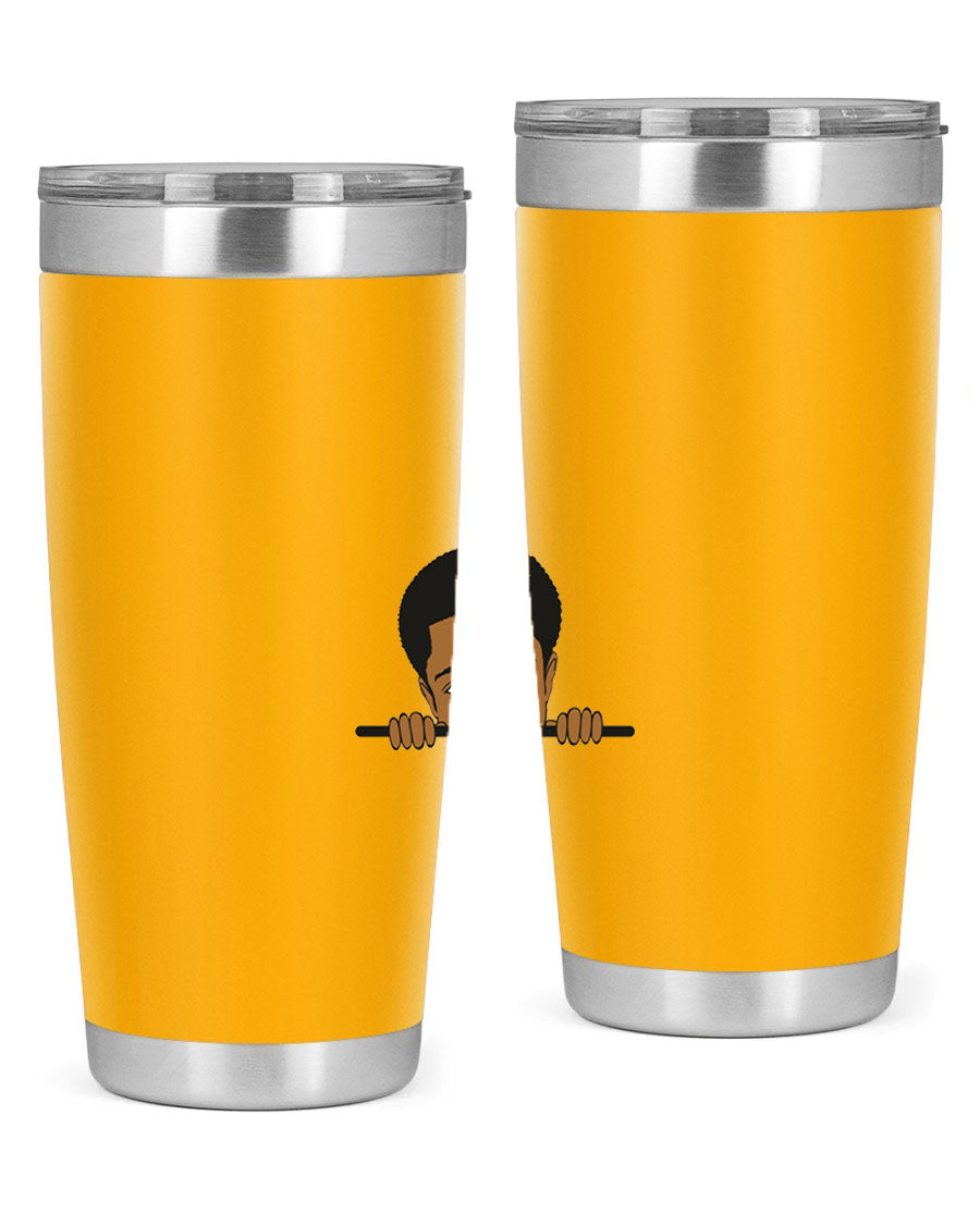 Black boy 7# tumbler in stainless steel with a sleek design, perfect for hot and cold beverages.