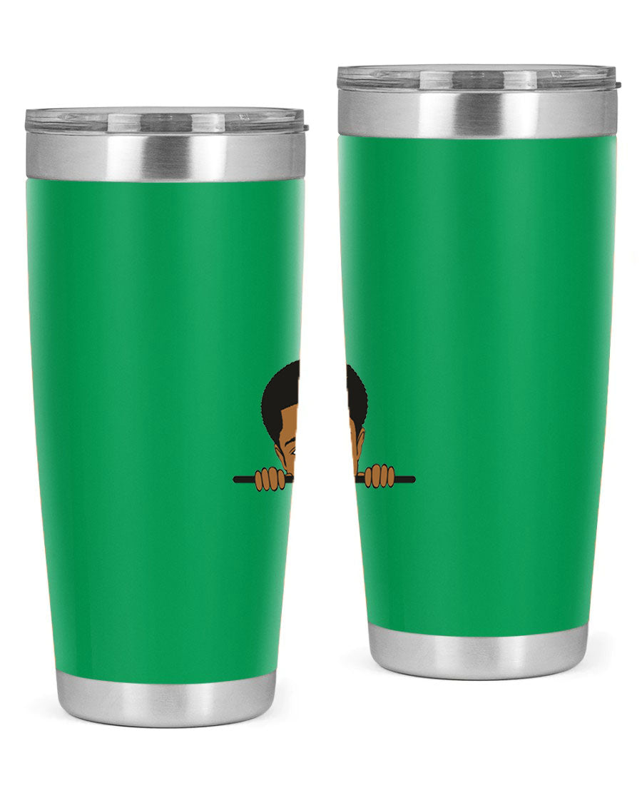 Black boy 7# tumbler in stainless steel with a sleek design, perfect for hot and cold beverages.