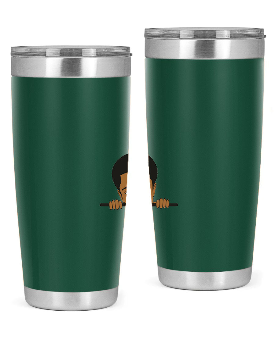 Black boy 7# tumbler in stainless steel with a sleek design, perfect for hot and cold beverages.