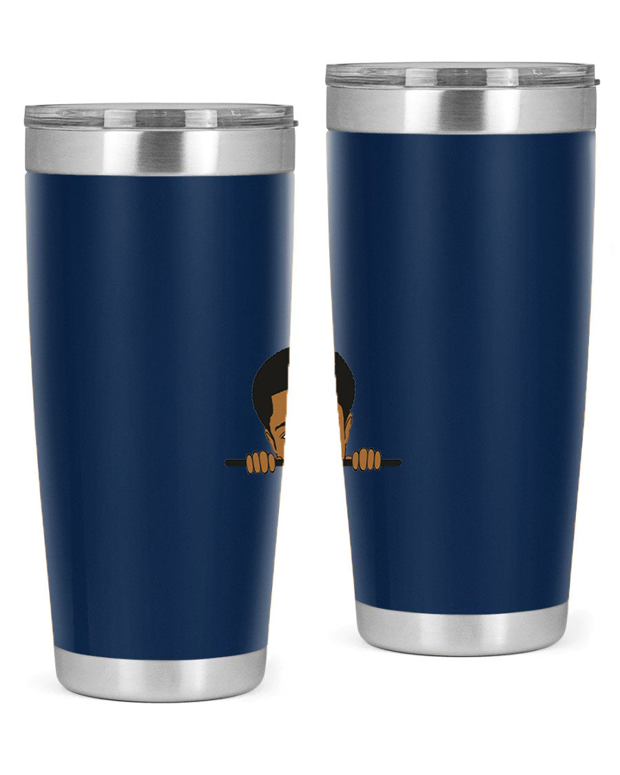 Black boy 7# tumbler in stainless steel with a sleek design, perfect for hot and cold beverages.