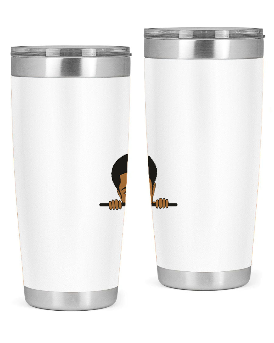 Black boy 7# tumbler in stainless steel with a sleek design, perfect for hot and cold beverages.