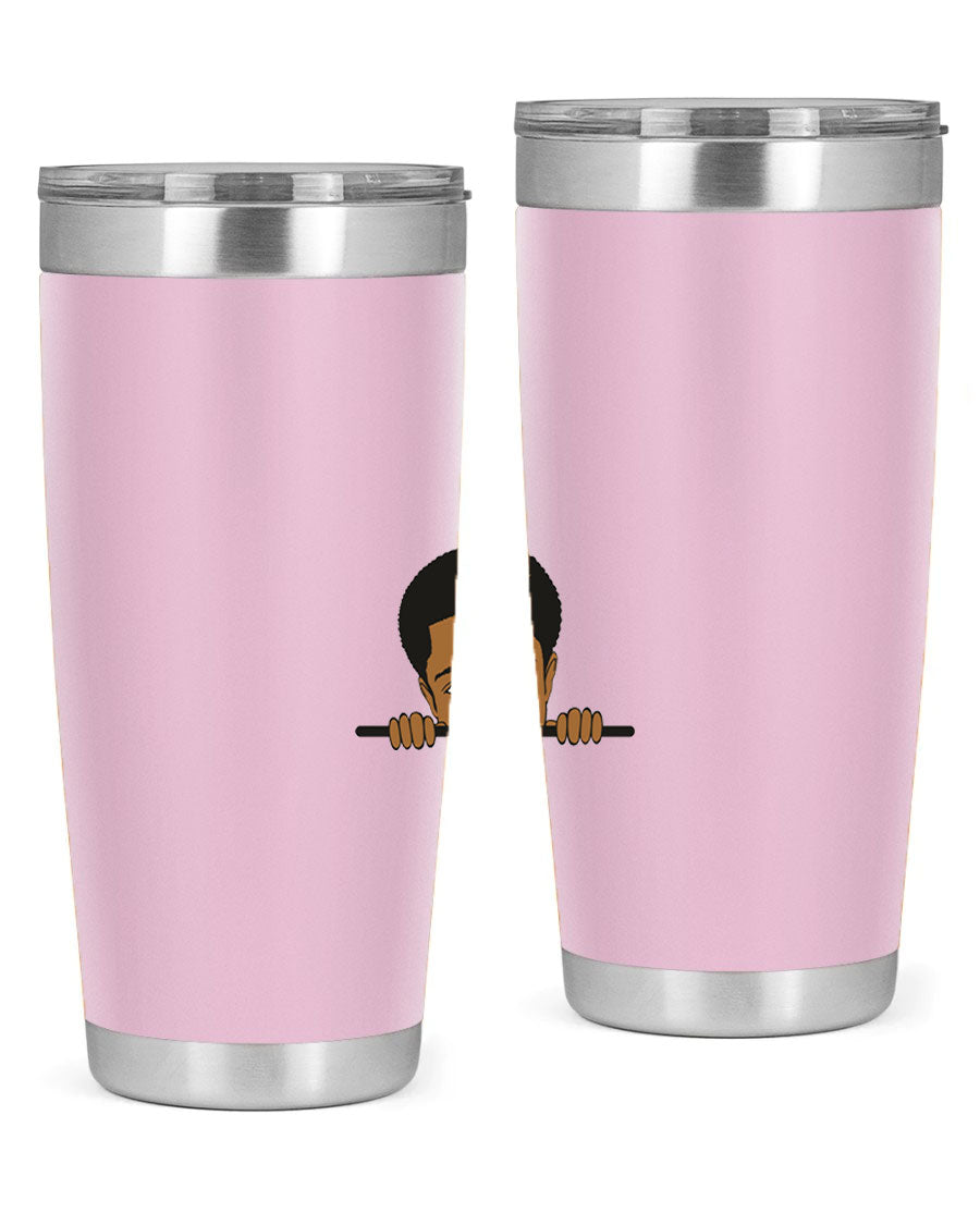 Black boy 7# tumbler in stainless steel with a sleek design, perfect for hot and cold beverages.