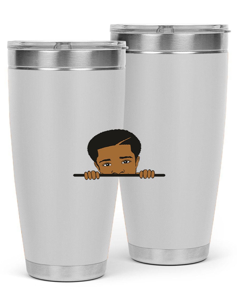 Black boy 7# tumbler in stainless steel with a sleek design, perfect for hot and cold beverages.