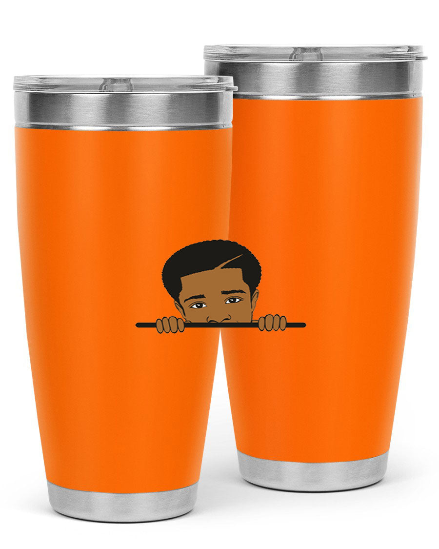 Black boy 7# tumbler in stainless steel with a sleek design, perfect for hot and cold beverages.