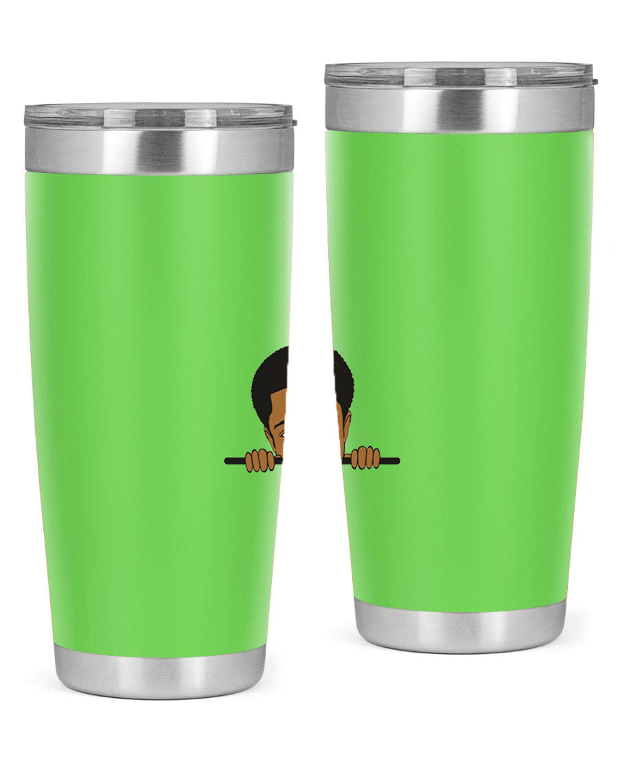 Black boy 7# tumbler in stainless steel with a sleek design, perfect for hot and cold beverages.