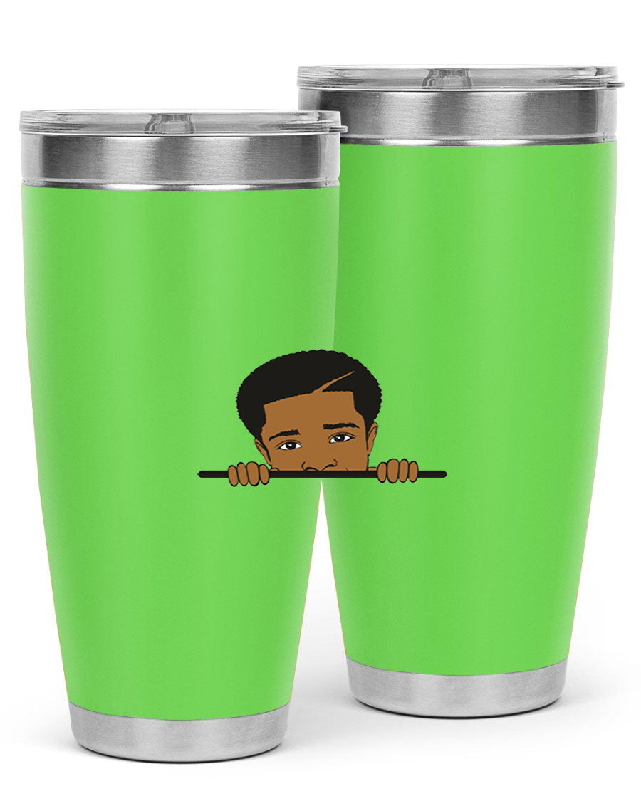 Black boy 7# tumbler in stainless steel with a sleek design, perfect for hot and cold beverages.