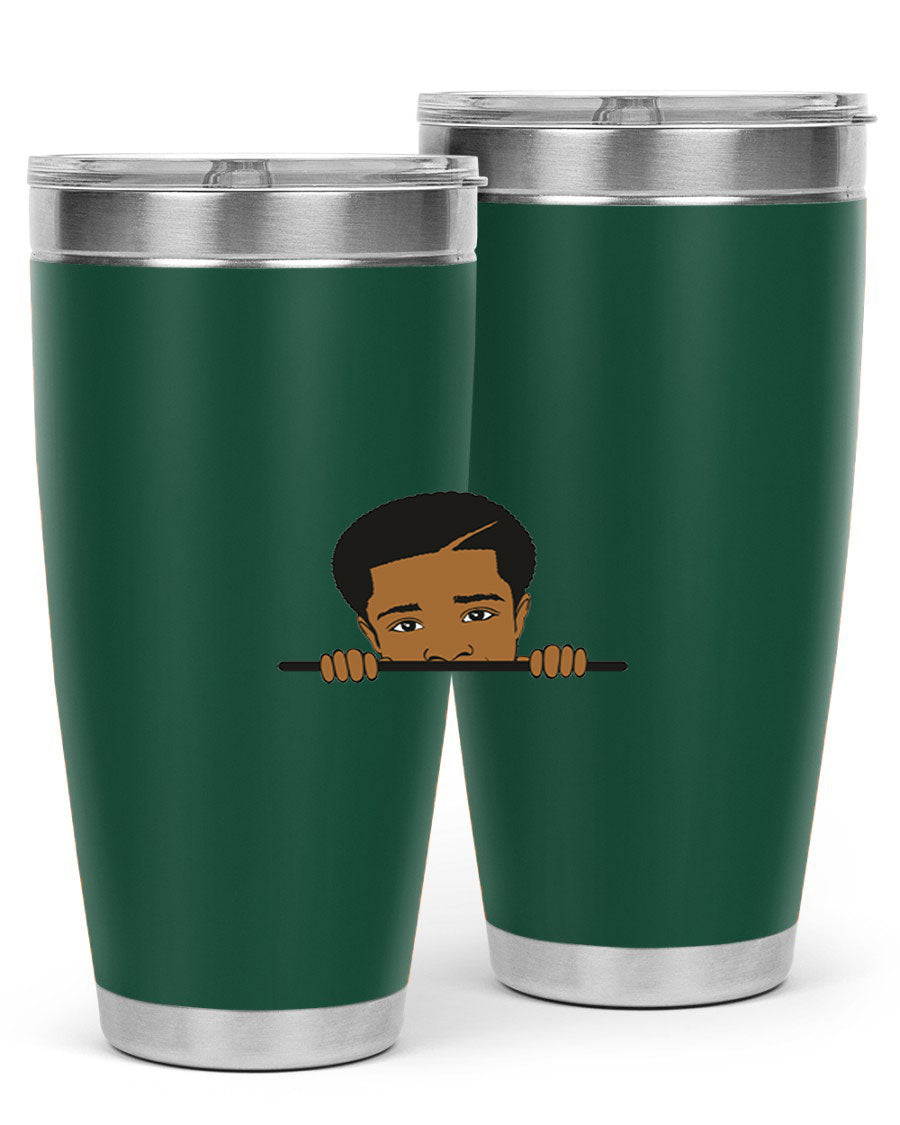 Black boy 7# tumbler in stainless steel with a sleek design, perfect for hot and cold beverages.