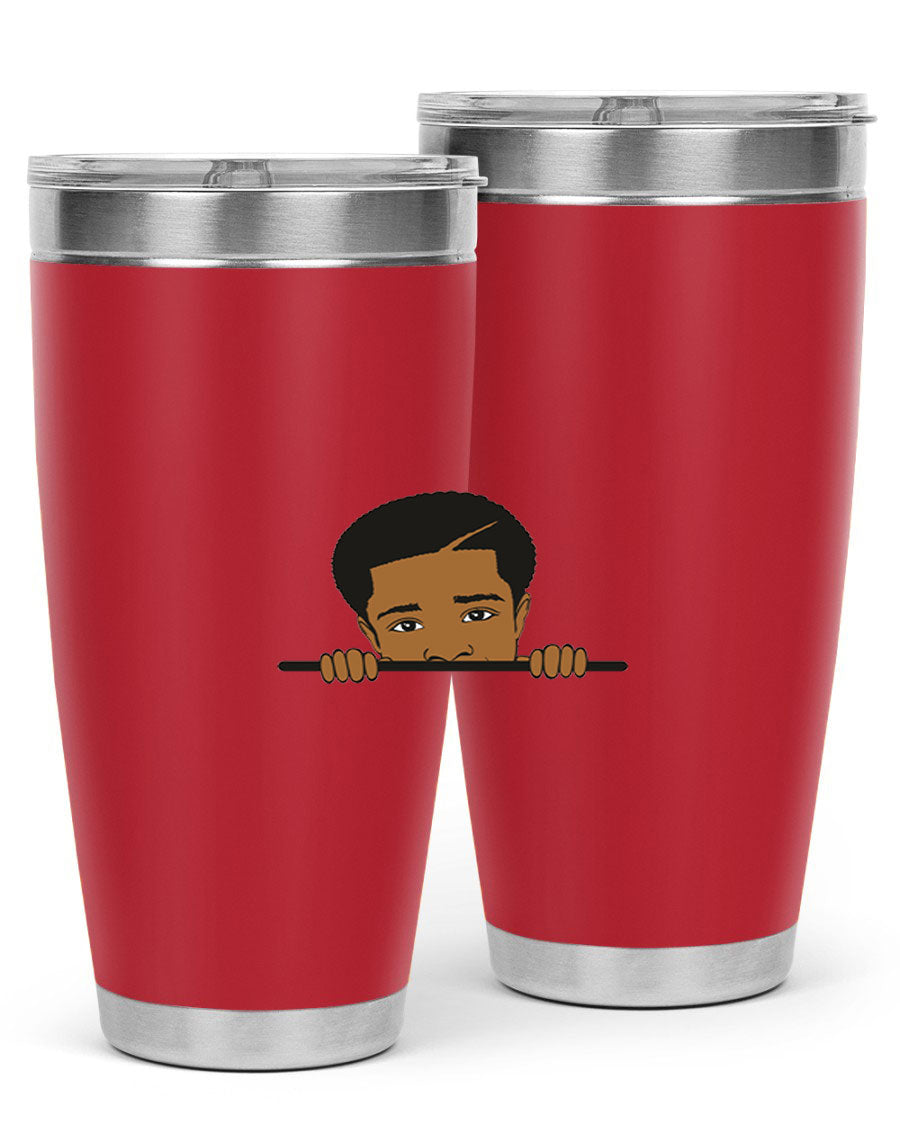 Black boy 7# tumbler in stainless steel with a sleek design, perfect for hot and cold beverages.