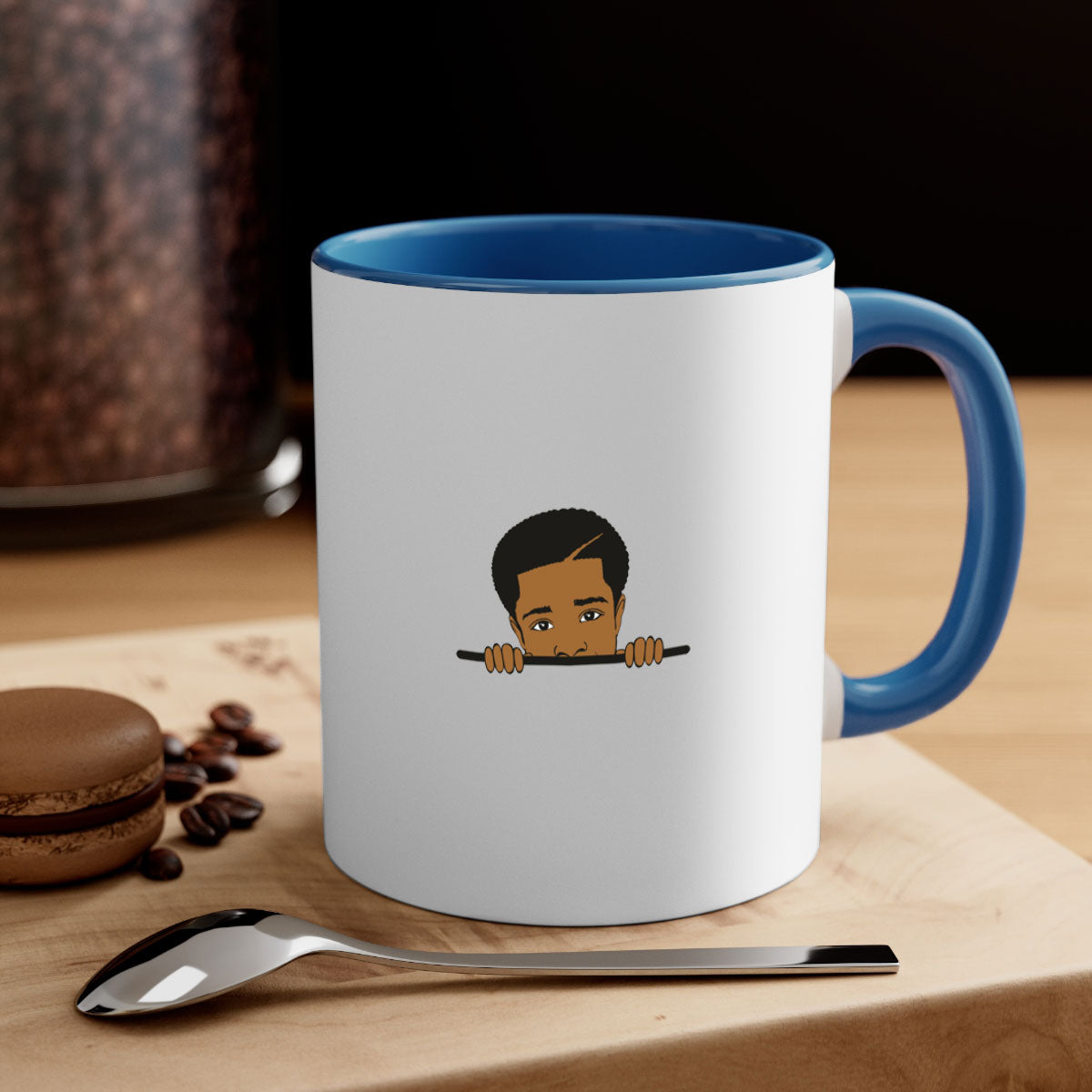 Black boy 7# Mug featuring a glossy finish with a colored handle and interior, available in multiple colors.