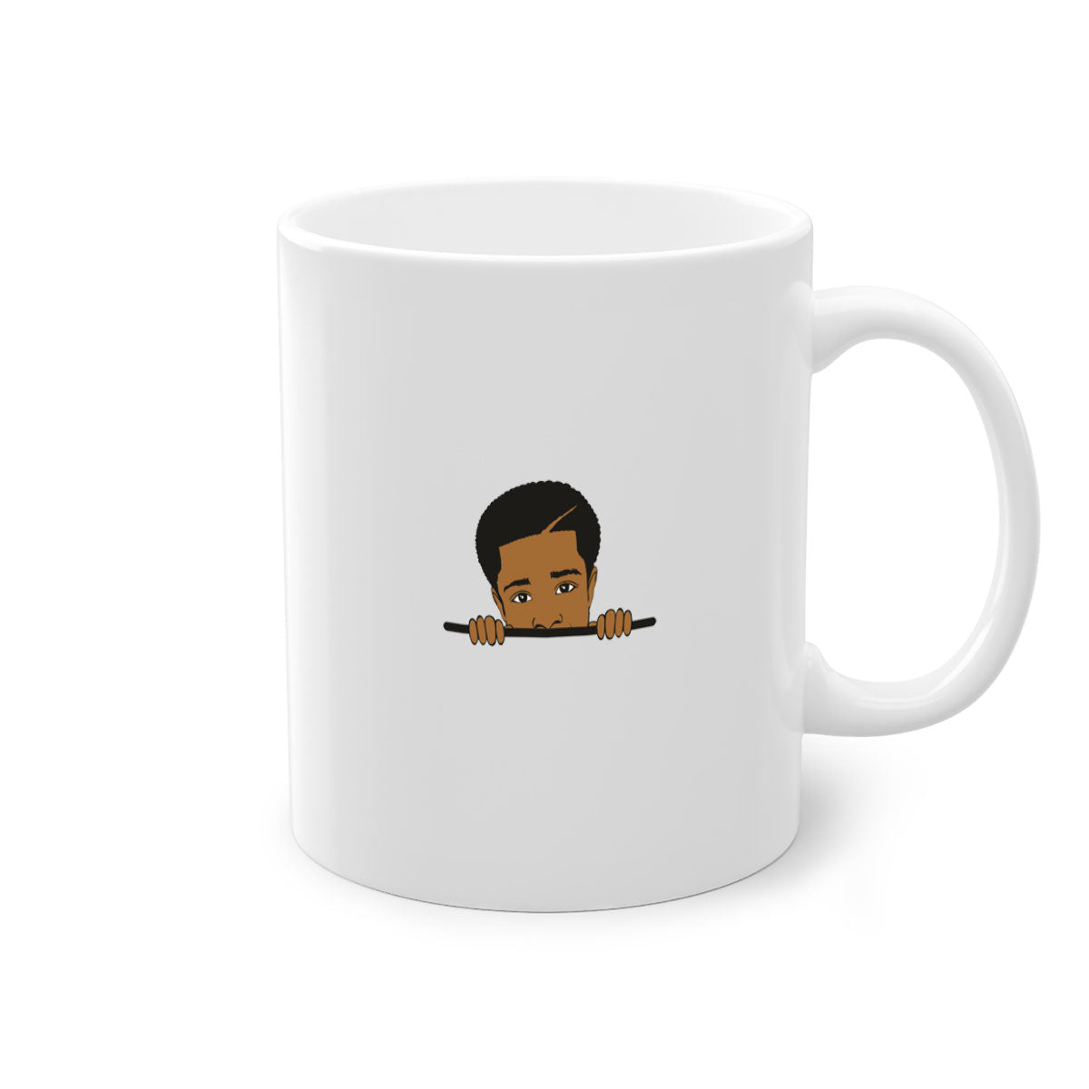 Black boy 7# Mug featuring a glossy finish with a colored handle and interior, available in multiple colors.