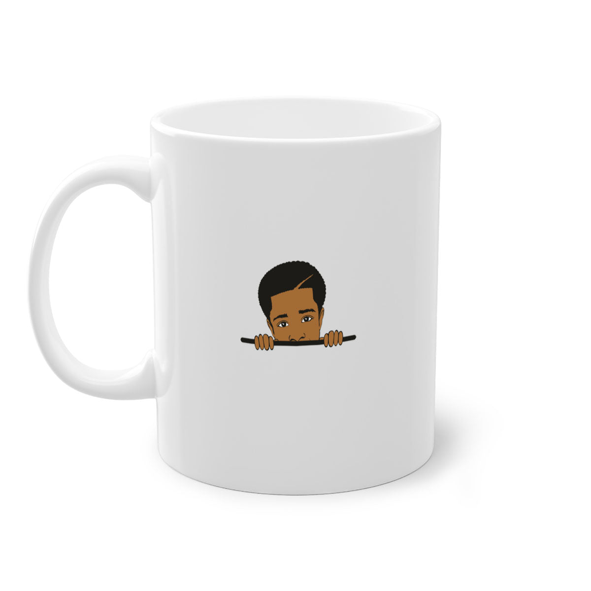 Black boy 7# Mug featuring a glossy finish with a colored handle and interior, available in multiple colors.