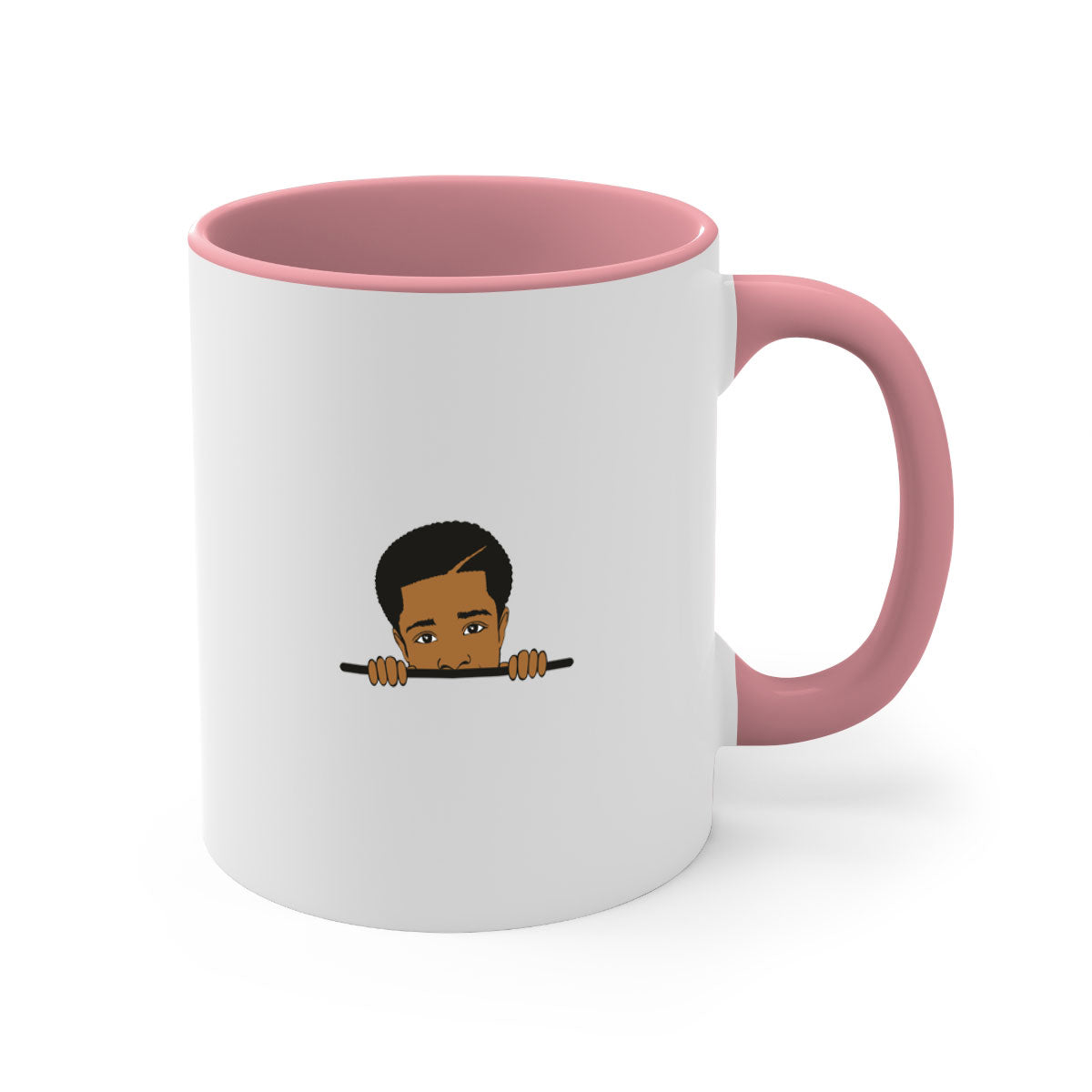 Black boy 7# Mug featuring a glossy finish with a colored handle and interior, available in multiple colors.