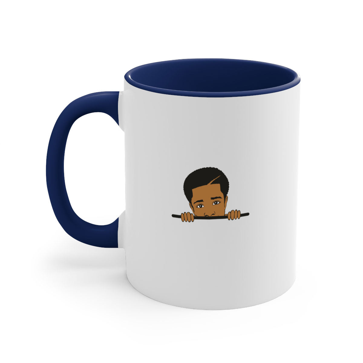 Black boy 7# Mug featuring a glossy finish with a colored handle and interior, available in multiple colors.