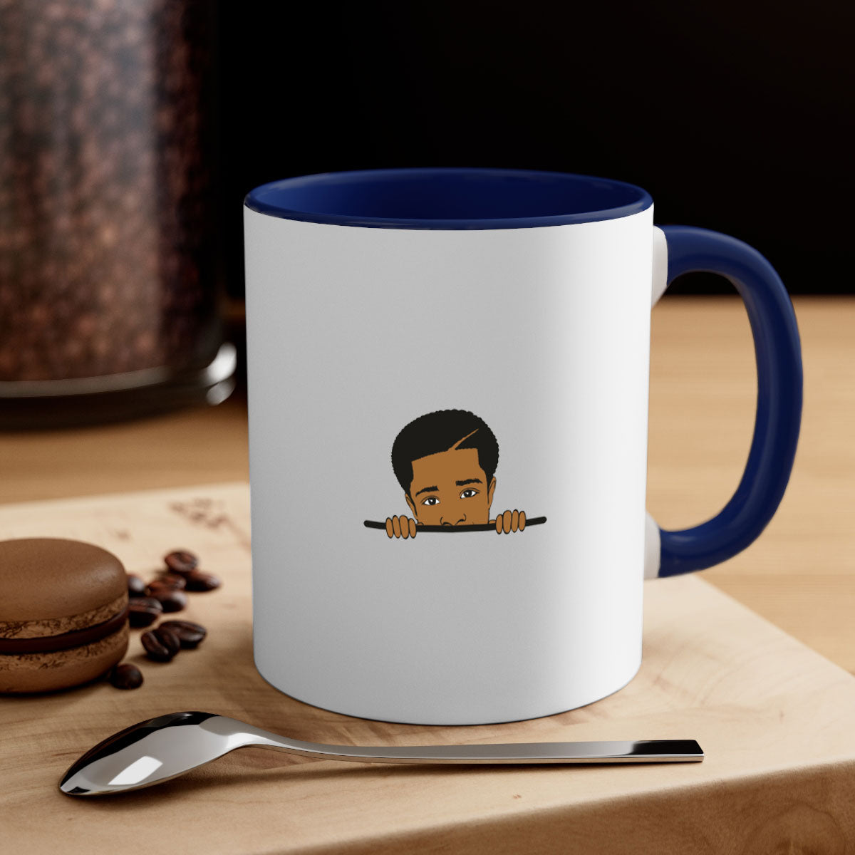 Black boy 7# Mug featuring a glossy finish with a colored handle and interior, available in multiple colors.