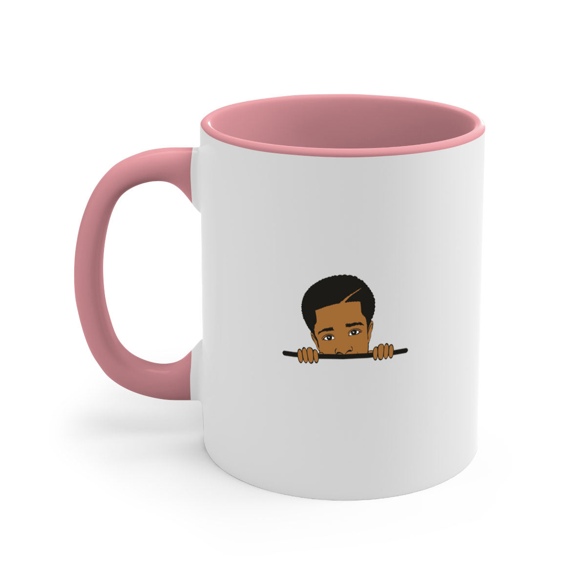 Black boy 7# Mug featuring a glossy finish with a colored handle and interior, available in multiple colors.