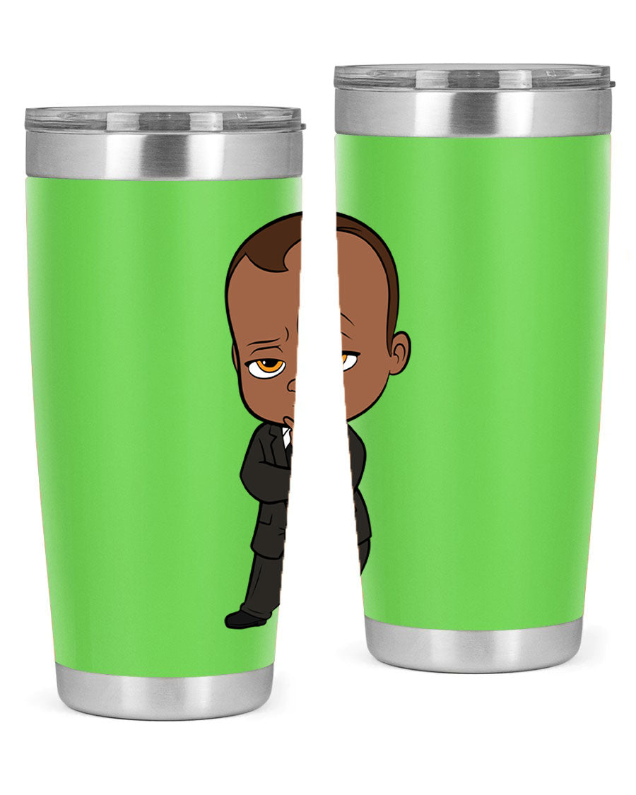 Black boy 9# tumbler in stainless steel with a sleek design, perfect for hot and cold beverages.