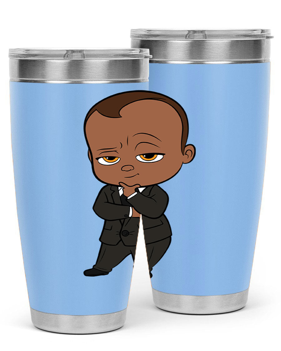 Black boy 9# tumbler in stainless steel with a sleek design, perfect for hot and cold beverages.