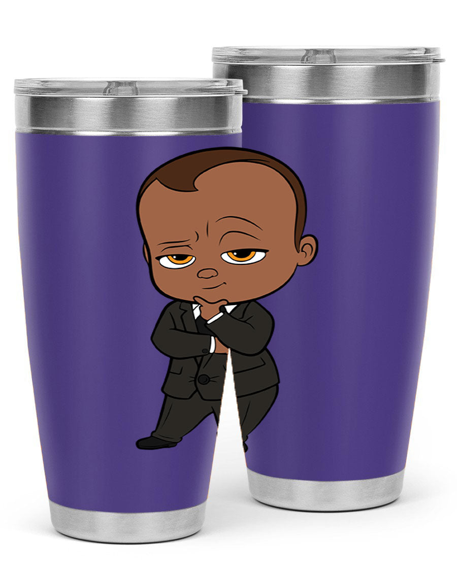 Black boy 9# tumbler in stainless steel with a sleek design, perfect for hot and cold beverages.