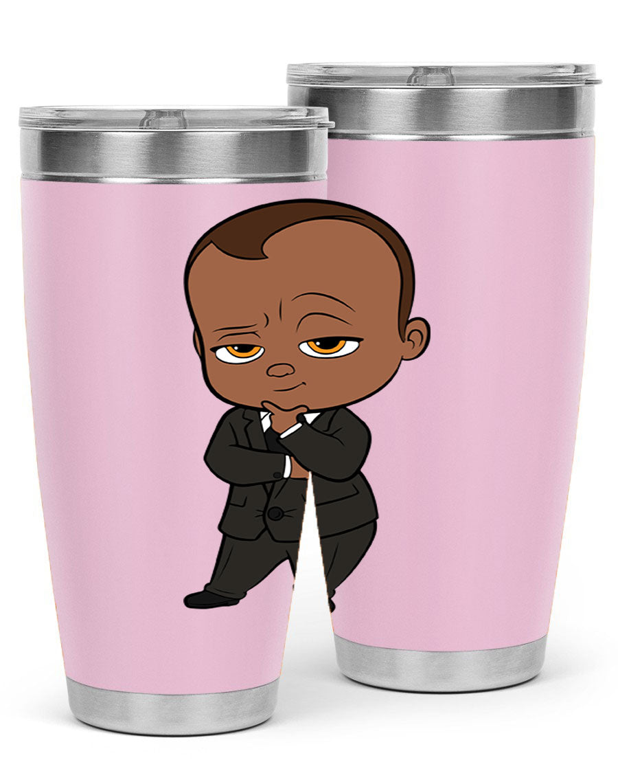 Black boy 9# tumbler in stainless steel with a sleek design, perfect for hot and cold beverages.